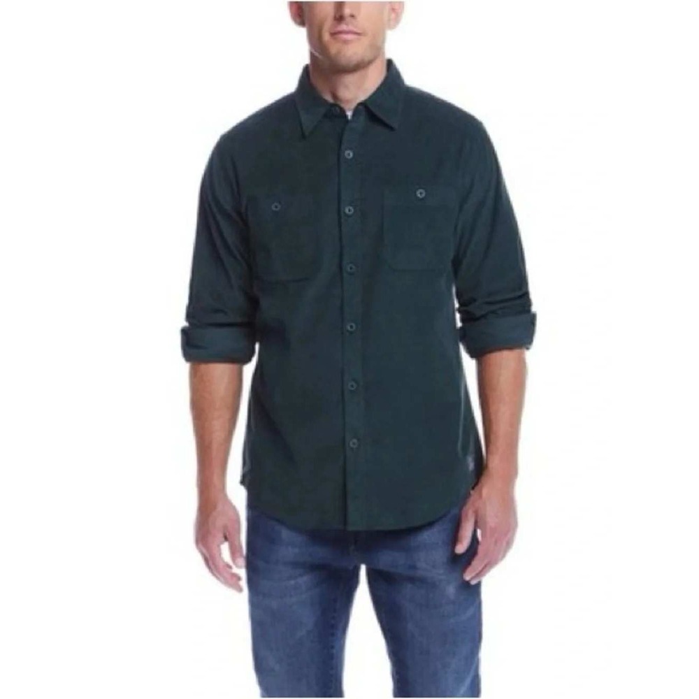 Weatherproof Vintage Mens XXL Scarab Green Corduroy Button Down Shirt NWT